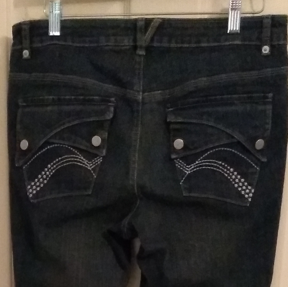 Hot Bottoms dark denim jeans.